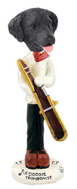 Flat Coated Retriever Trombonist Doogie Collectible Dog Figurine