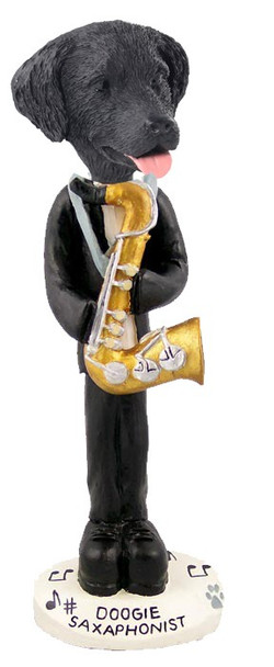 Flat Coated Retriever Saxophonist Doogie Collectible Dog Figurine