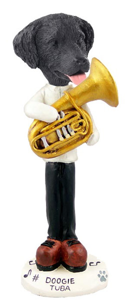 Flat Coated Retriever Tuba Doogie Collectible Dog Figurine