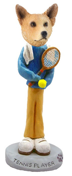 Red Australian Cattle Dog Tennis Player Doogie Collectible Dog Figurine