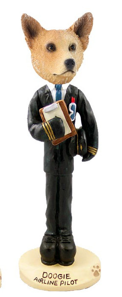 Red Australian Cattle Dog Airline Pilot Doogie Collectible Dog Figurine