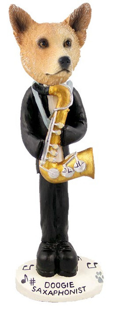 Red Australian Cattle Dog Saxophonist Doogie Collectible Dog Figurine