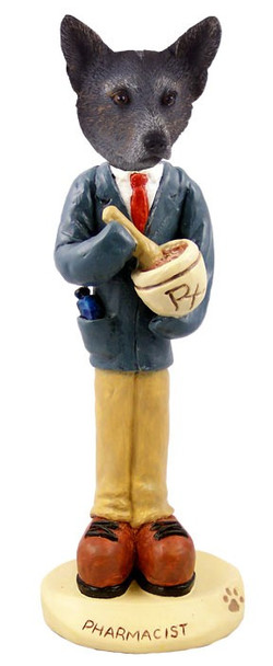 Blue Australian Cattle Dog Pharmacist Doogie Collectible Dog Figurine