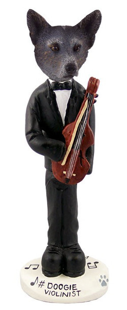 Blue Australian Cattle Dog Violinist Doogie Collectible Dog Figurine