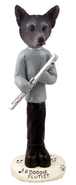 Blue Australian Cattle Dog Flutist Doogie Collectible Dog Figurine