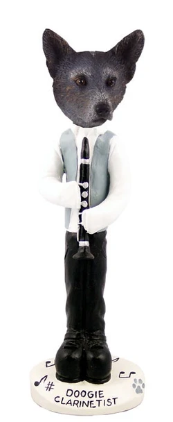 Blue Australian Cattle Dog Clarinetist Doogie Collectible Dog Figurine