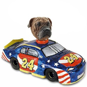 Bullmastiff Race Car Doogie Collectible Dog Figurine