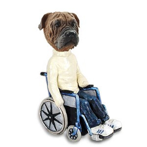 Bullmastiff Wheelchair Doogie Collectible Dog Figurine