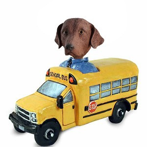 Chesapeake Bay Retriever School Bus Doogie Collectible Dog Figurine