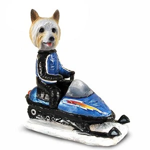Silky Terrier Snowmobile Doogie Collectible Dog Figurine