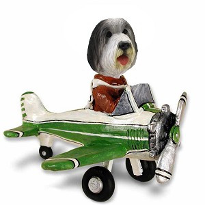 Bearded Collie Airplane Doogie Collectible Dog Figurine