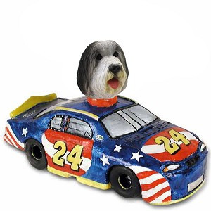 Bearded Collie Race Car Doogie Collectible Dog Figurine