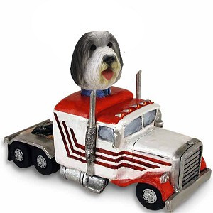 Bearded Collie Truck Tractor Doogie Collectible Dog Figurine