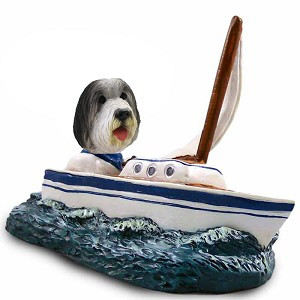 Bearded Collie Sailboat Doogie Collectible Dog Figurine