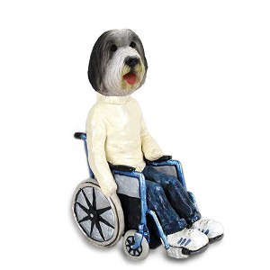 Bearded Collie Wheelchair Doogie Collectible Dog Figurine