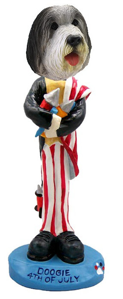 Bearded Collie 4th of July Doogie Collectible Dog Figurine