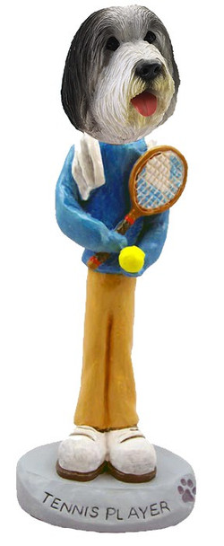 Bearded Collie Tennis Player Doogie Collectible Dog Figurine