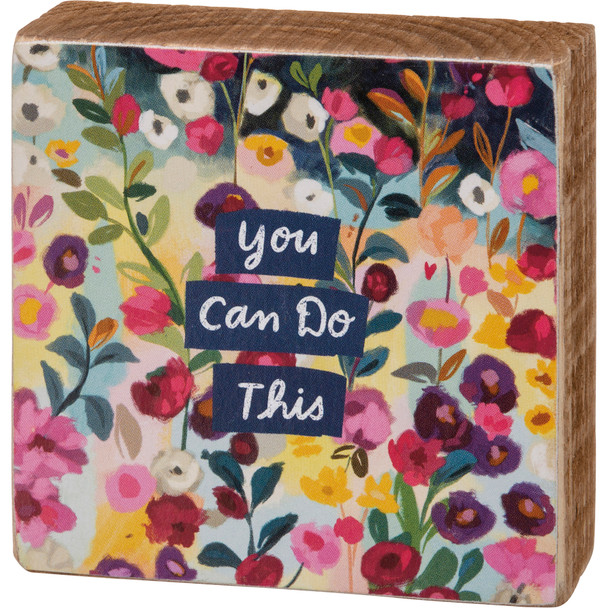 Vibrant Floral Design You Can Do This Decorative Wooden Block Sign 3x3 from Primitives by Kathy