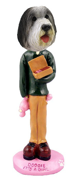 Bearded Collie It's a Girl Doogie Collectible Dog Figurine