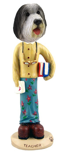 Bearded Collie Female Teacher Doogie Collectible Dog Figurine