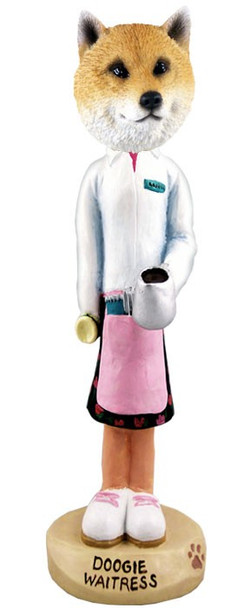 Shiba Inu Waitress Doogie Collectible Dog Figurine