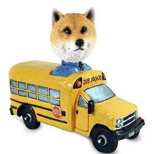 Shiba Inu School Bus Doogie Collectible Dog Figurine
