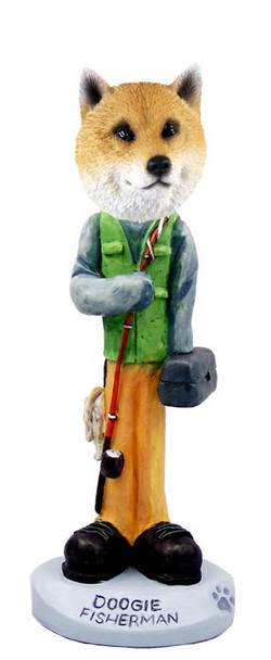 Shiba Inu Fisherman Doogie Collectible Dog Figurine