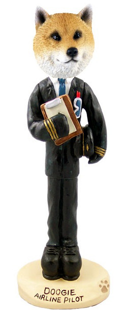 Shiba Inu Airline Pilot Doogie Collectible Dog Figurine