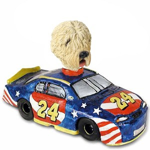 Soft Coated Wheaten Terrier Race Car Doogie Collectible Dog Figurine