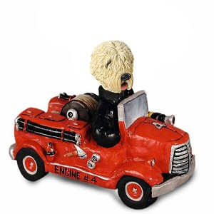 Soft Coated Wheaten Terrier Fire Engine Doogie Collectible Dog Figurine