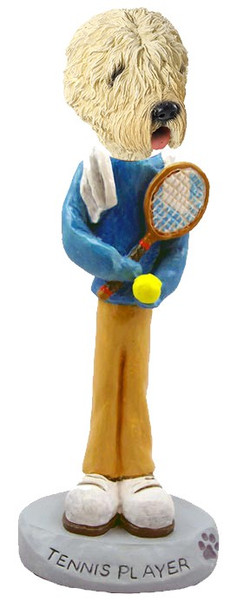 Soft Coated Wheaten Terrier Tennis Player Doogie Collectible Dog Figurine