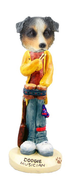 Blue Australian Shepherd Musician Doogie Collectible Dog Figurine