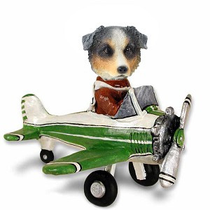 Blue Australian Shepherd Airplane Doogie Collectible Dog Figurine