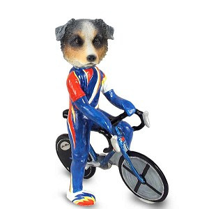 Blue Australian Shepherd Bicycle Doogie Collectible Dog Figurine