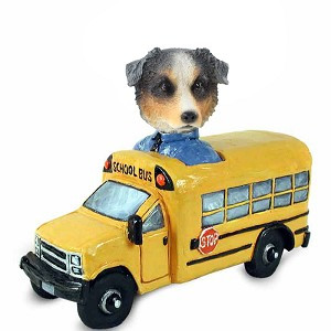 Blue Australian Shepherd School Bus Doogie Collectible Dog Figurine