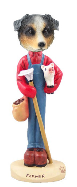 Blue Australian Shepherd Farmer Doogie Collectible Dog Figurine