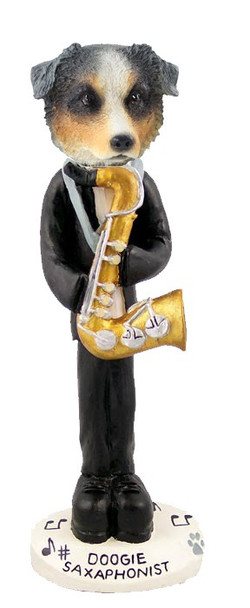 Blue Australian Shepherd Saxophonist Doogie Collectible Dog Figurine