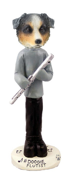 Blue Australian Shepherd Flutist Doogie Collectible Dog Figurine