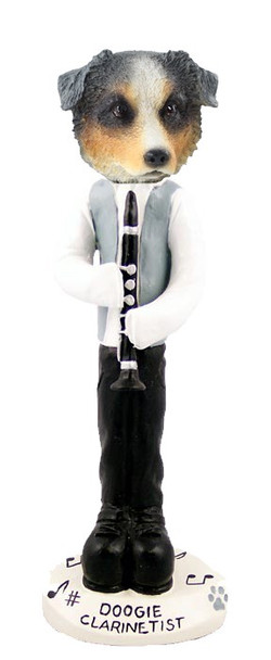 Blue Australian Shepherd Clarinetist Doogie Collectible Dog Figurine