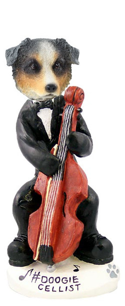 Blue Australian Shepherd Cellist Doogie Collectible Dog Figurine