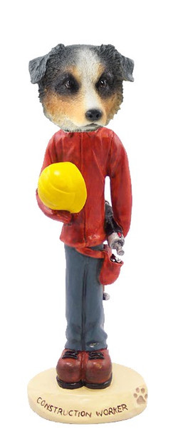 Blue Australian Shepherd Construction Worker Doogie Collectible Dog Figurine