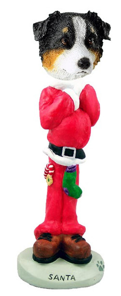 Tricolor Australian Shepherd Santa Doogie Collectible Dog Figurine