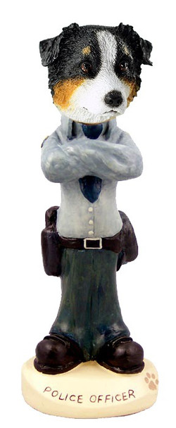 Tricolor Australian Shepherd Police Doogie Collectible Dog Figurine