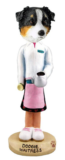 Tricolor Australian Shepherd Waitress Doogie Collectible Dog Figurine