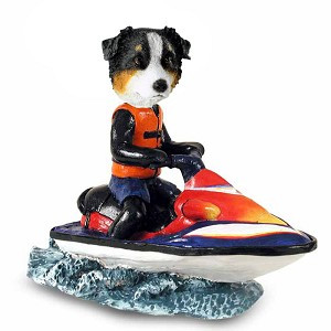 Tricolor Australian Shepherd Jet Ski Doogie Collectible Dog Figurine