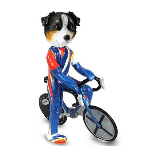 Tricolor Australian Shepherd Bicycle Doogie Collectible Dog Figurine