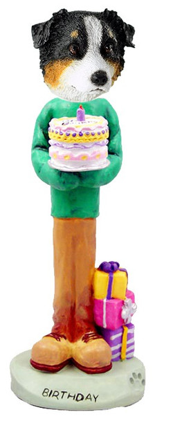 Tricolor Australian Shepherd Birthday Doogie Collectible Dog Figurine