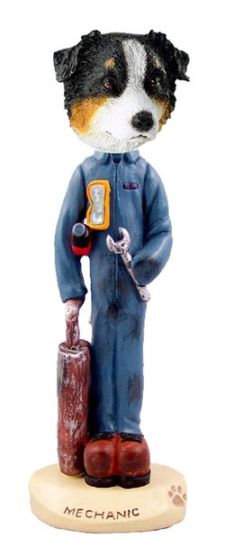 Tricolor Australian Shepherd Mechanic Doogie Collectible Dog Figurine