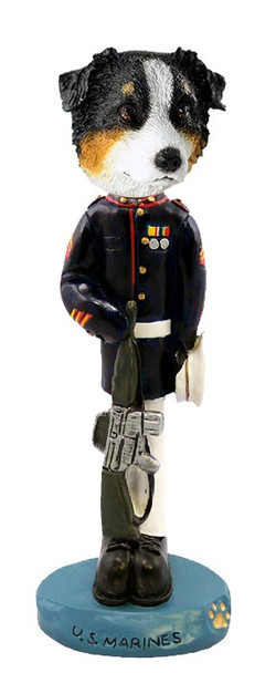 Tricolor Australian Shepherd U S Marines Doogie Collectible Dog Figurine