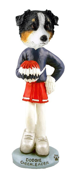 Tricolor Australian Shepherd Cheerleader Doogie Collectible Dog Figurine